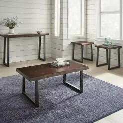 Kirklands Home Coffee Tables|Cherry Live Edge Wood Coffee Table Black