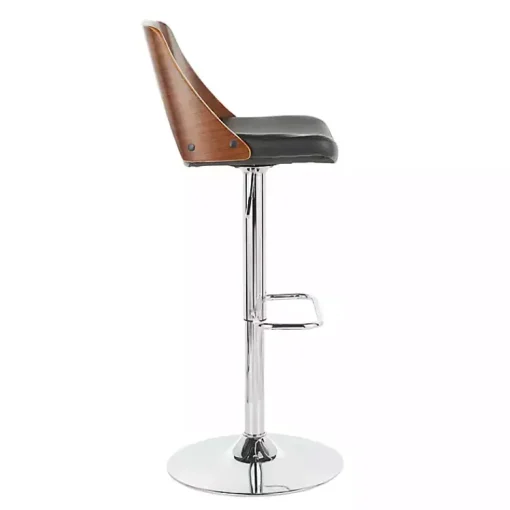 Kirklands Home Bar Stools & Counter Height Stools|Cherry Wood and Leather Swivel Bar Stool Black