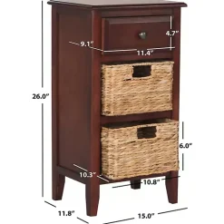 Kirklands Home Accent & End Tables|Cherry Wood Woven Baskets Everly Accent Table Red