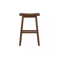 Kirklands Home Bar Stools & Counter Height Stools|Chestnut Wire Brush Saddle Bar Stools, Set of 2 Brown