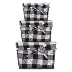 New Chicken Wire and Buffalo Check Baskets, Set of 3 Baskets & Boxes
