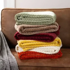 Chili Heavenly Herringbone Plush Throw Blankets & Throws