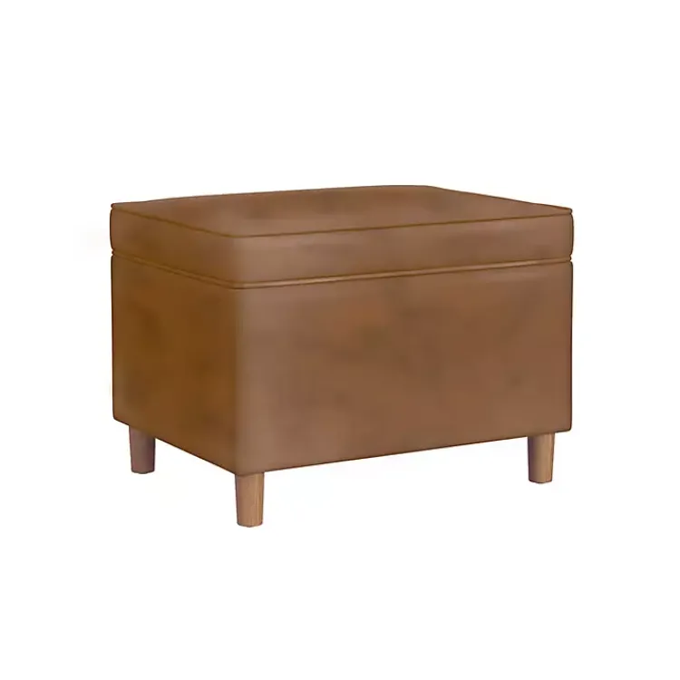 Kirklands Home Benches & Ottomans|Chocolate Faux Leather Storage Ottoman Brown