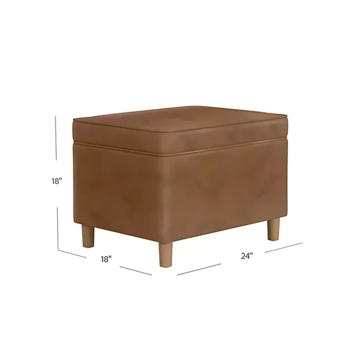 Kirklands Home Benches & Ottomans|Chocolate Faux Leather Storage Ottoman Brown