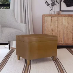 Kirklands Home Benches & Ottomans|Chocolate Faux Leather Storage Ottoman Brown