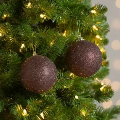 Sale Chocolate Glitter Ball 2-pc. Ornament Set, 4 in. Christmas Ornaments