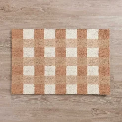 Kirklands Home Accent Rugs|Chocolate Plaid Hooked Accent Rug Brown