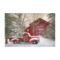 Christmas Barn & Truck Canvas Art Print, 48x32 in. Christmas Art & Wall Decor