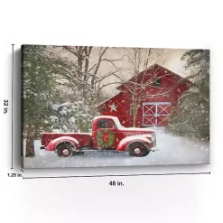 Christmas Barn & Truck Canvas Art Print, 48x32 in. Christmas Art & Wall Decor