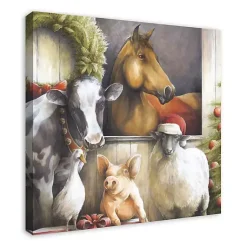 Hot Christmas Barn Animals Canvas Art Print Christmas Art & Wall Decor
