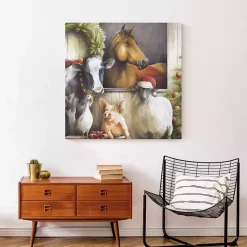 Hot Christmas Barn Animals Canvas Art Print Christmas Art & Wall Decor