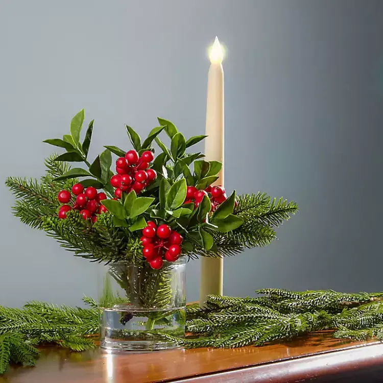 Hot Christmas Berry & Pine Faux Water Arrangement Christmas Arrangements & Garland