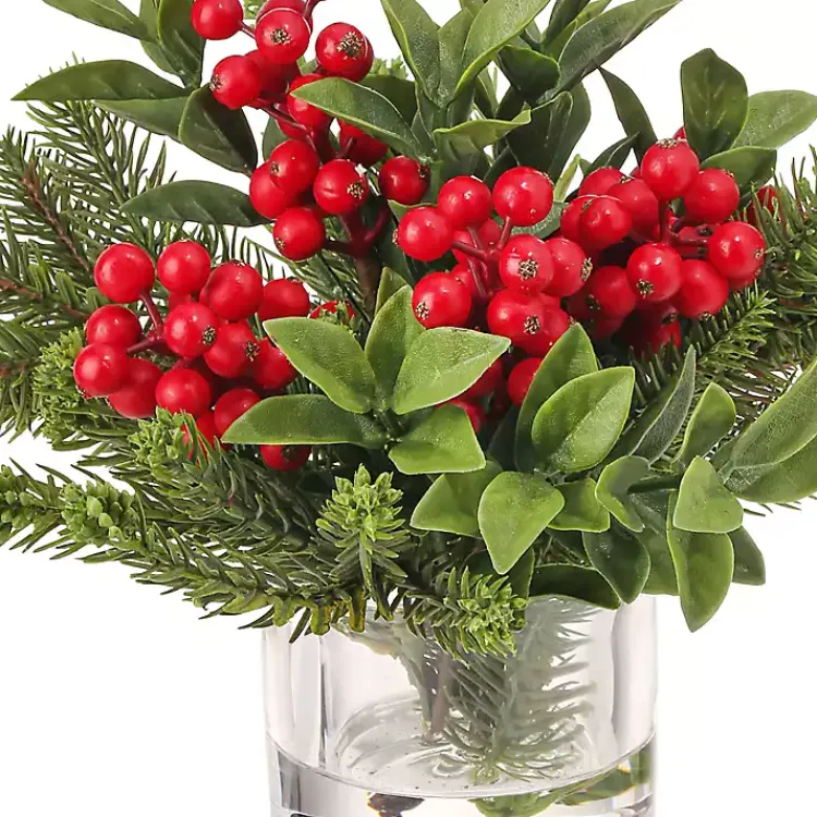 Hot Christmas Berry & Pine Faux Water Arrangement Christmas Arrangements & Garland