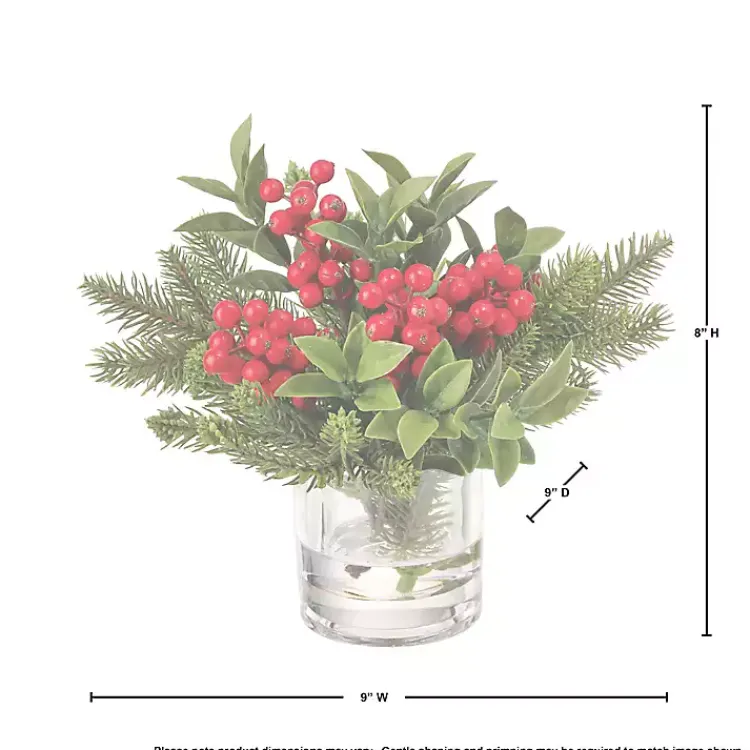 Hot Christmas Berry & Pine Faux Water Arrangement Christmas Arrangements & Garland