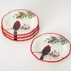 Online Christmas Cardinal Snack Plates, Set of 4 Christmas Dining & Entertaining