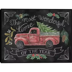 New Christmas Chalkboard Truck Framed Canvas Art Print Christmas Art & Wall Decor