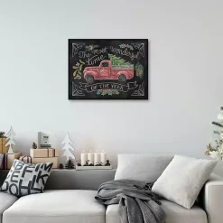 New Christmas Chalkboard Truck Framed Canvas Art Print Christmas Art & Wall Decor