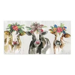 Discount Christmas Cow Lineup Canvas Art Print Christmas Art & Wall Decor