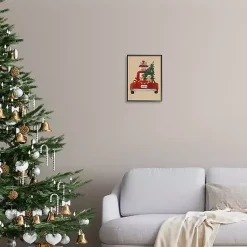 Clearance Christmas Dogs in Red Truck Framed Art Print Christmas Art & Wall Decor