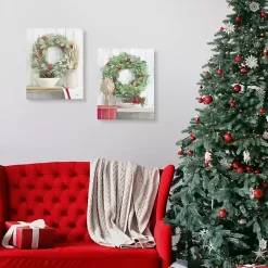 New Christmas Holly Wreath Canvas Art Prints, Set of 2 Christmas Art & Wall Decor