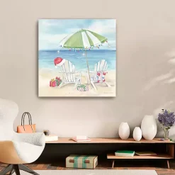 New Christmas on the Beach Canvas Art Print, 30x30 in. Christmas Art & Wall Decor