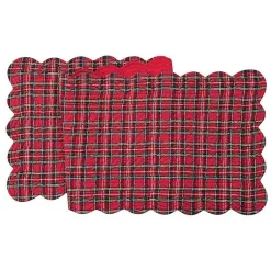 New Christmas Plaid Scalloped Table Runner Christmas Dining & Entertaining