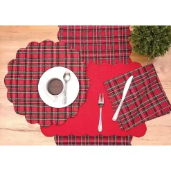 New Christmas Plaid Scalloped Table Runner Christmas Dining & Entertaining