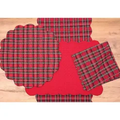 New Christmas Plaid Scalloped Table Runner Christmas Dining & Entertaining