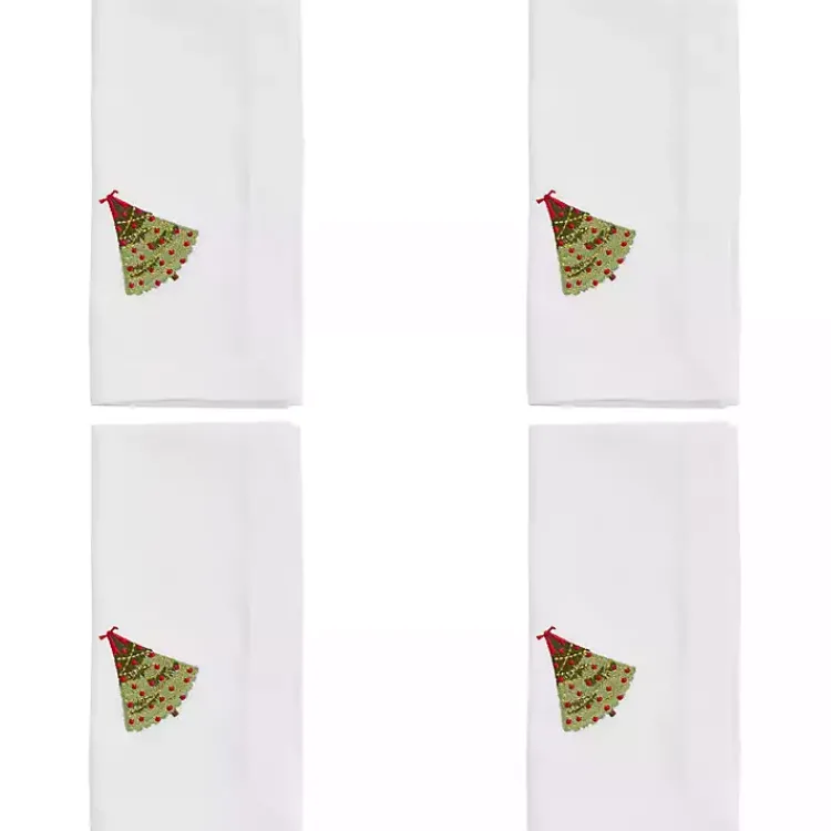 Kirklands Home Table Linens|Christmas Tree Embroidered 4-pc. Napkin Set