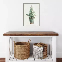 Christmas Tree Metal Pail Framed Canvas Art Print Christmas Art & Wall Decor