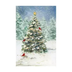 Clearance Christmas Tree with Cardinals Canvas Art Print Christmas Art & Wall Decor