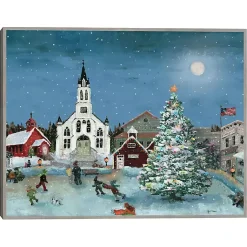 Outlet Christmas Village with Moon Christmas Wall Plaque Christmas Art & Wall Decor