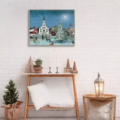 Outlet Christmas Village with Moon Christmas Wall Plaque Christmas Art & Wall Decor