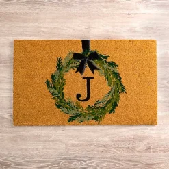 Kirklands Home Doormats|Christmas Wreath Monogram J Doormat