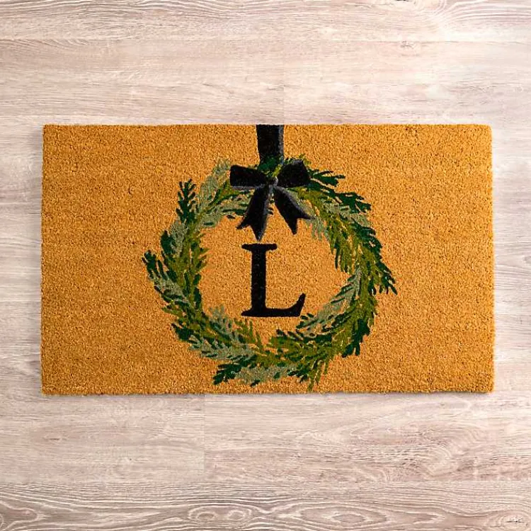 Kirklands Home Doormats|Christmas Wreath Monogram L Doormat