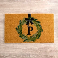 Kirklands Home Doormats|Christmas Wreath Monogram P Doormat