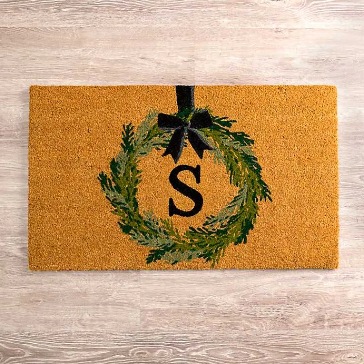 Kirklands Home Doormats|Christmas Wreath Monogram S Doormat