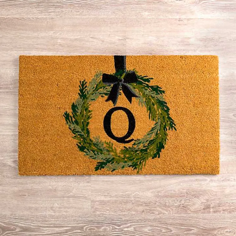 Kirklands Home Doormats|Christmas Wreath Monogram Q Doormat