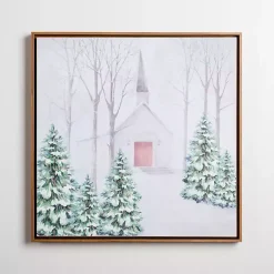 Hot Church Scene Snowy Forest Canvas Art Print Christmas Art & Wall Decor