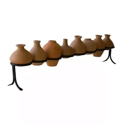 Clearance Clay Mini Vases with Iron Base, Set of 9 Vases