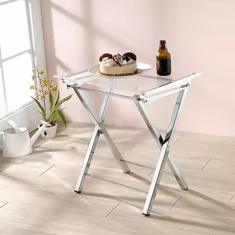 Kirklands Home Accent & End Tables|Acrylic Folding TV Tray Tables, Set of 2 Clear