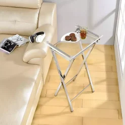 Kirklands Home Accent & End Tables|Acrylic Folding TV Tray Tables, Set of 2 Clear