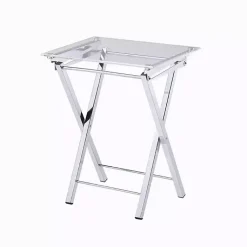 Kirklands Home Accent & End Tables|Acrylic Folding TV Tray Tables, Set of 2 Clear