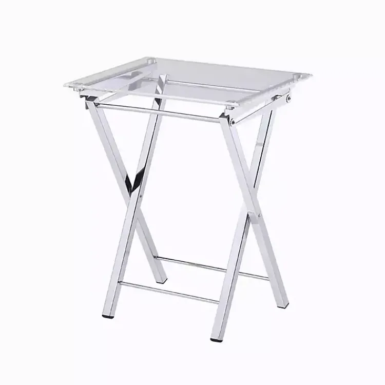 Kirklands Home Accent & End Tables|Acrylic Folding TV Tray Tables, Set of 2 Clear