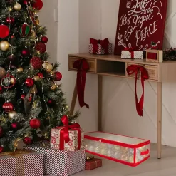 Discount Clear and Red Zip 80-pc. Ornament Storage Box Seasonal Storage