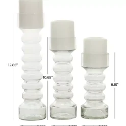 Outlet Blown Glass Curved 3-pc. Candle Holder Set Candle Holders