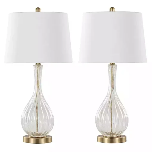 Kirklands Home Table Lamps|Crackle Glass Penny Table Lamps, Set of 2 Clear