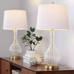 Kirklands Home Table Lamps|Crackle Glass Penny Table Lamps, Set of 2 Clear