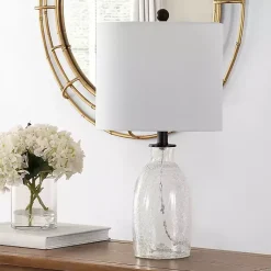 Kirklands Home Table Lamps|Clear Crackle Glass Table Lamp White