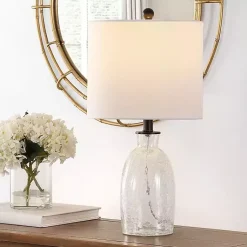 Kirklands Home Table Lamps|Clear Crackle Glass Table Lamp White